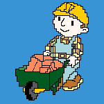 Bob de Bouwer met kruiwagen Bob de Bouwer met kruiwagen